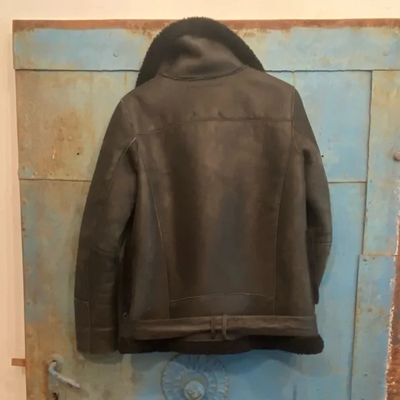 Zara Black Leather Shearling Jacket - Picture 3 of 6